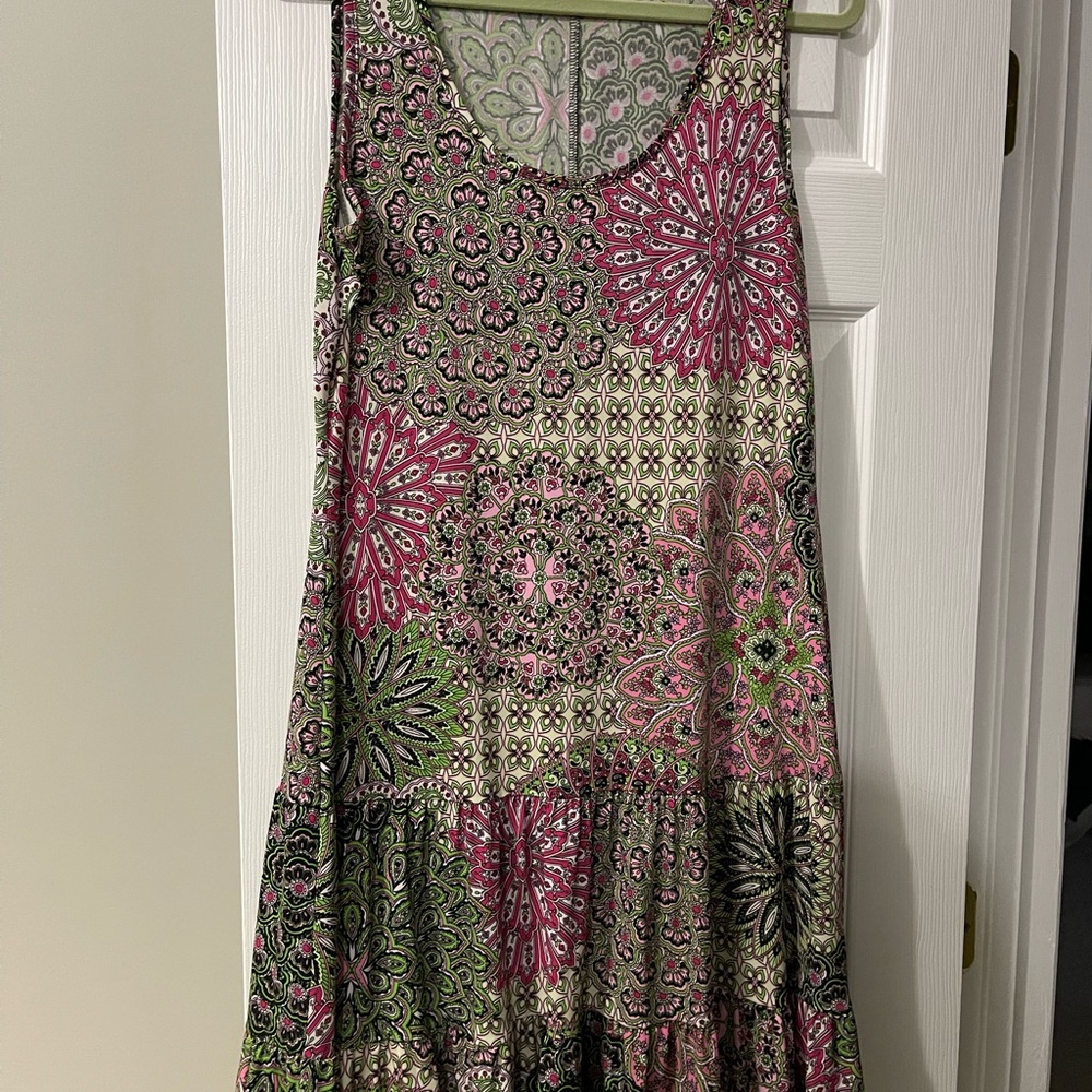 Pink and green dress